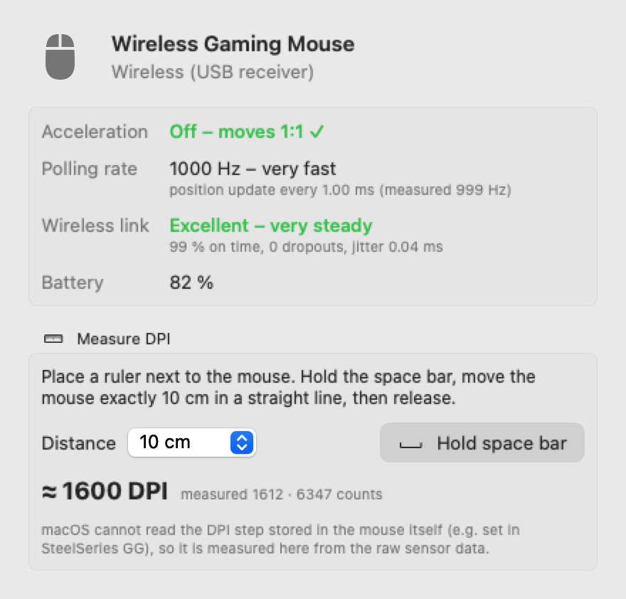 Mouse details window (example data)